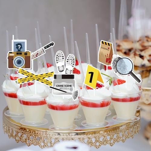 Gameza Detective Party Cupcake Toppers – 48 Piece Set for Mystery & Crime Scene Themes