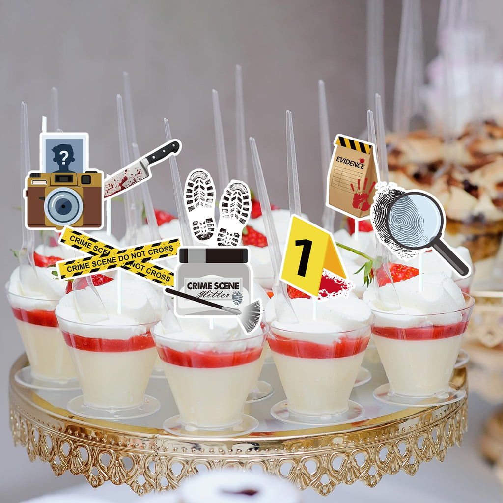 Gameza Detective Party Cupcake Toppers – 48 Piece Set for Mystery & Crime Scene Themes