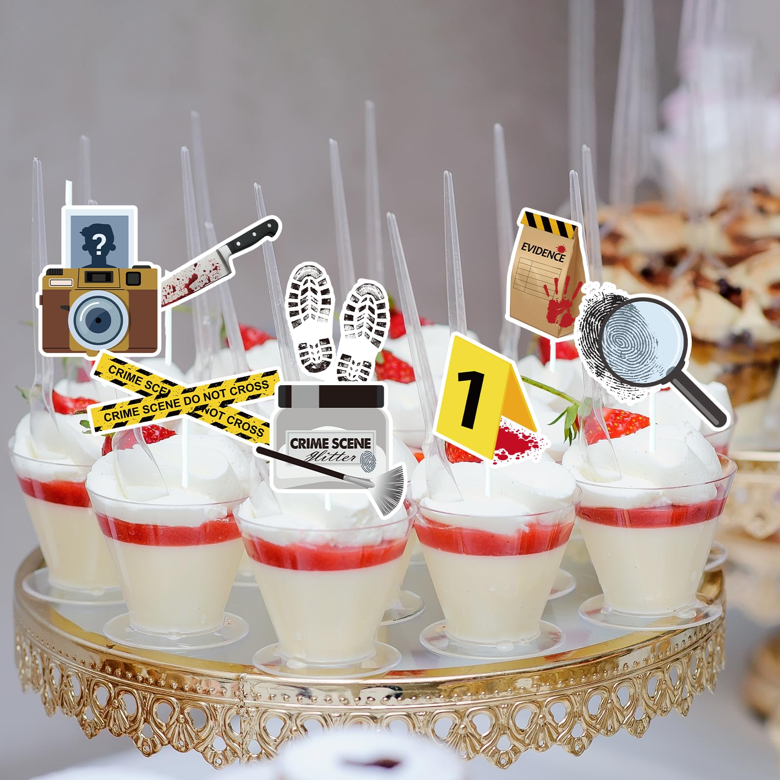 Gameza Detective Party Cupcake Toppers – 48 Piece Set for Mystery & Crime Scene Themes