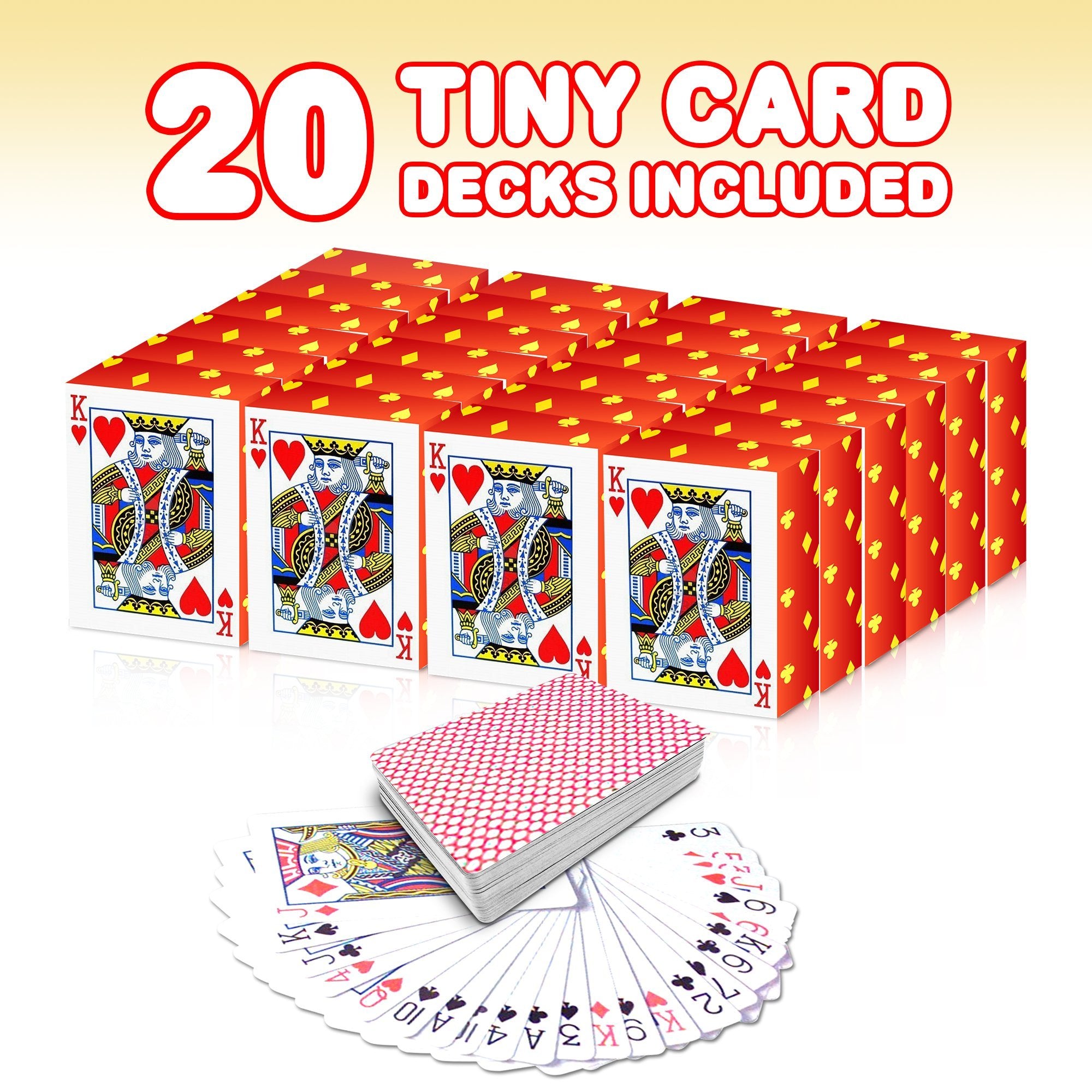 Gamie Pack of 20 Mini Playing Cards - 1.5 Inch Tiny Decks for Travel, Parties, and Novelty Gifts