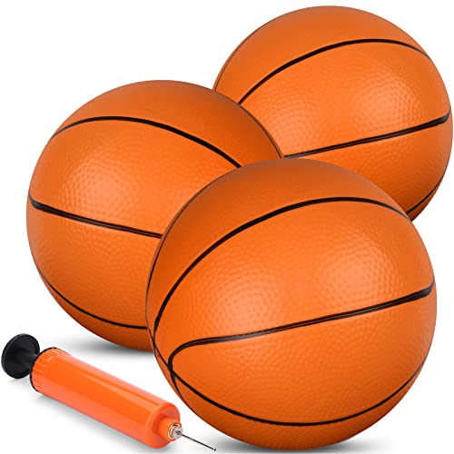 Gamtec 5-Inch Mini Toy Basketballs (3-Pack) – Soft Rubber Balls for Indoor Hoops, Pool, Beach & Toddler Play with Air Pump