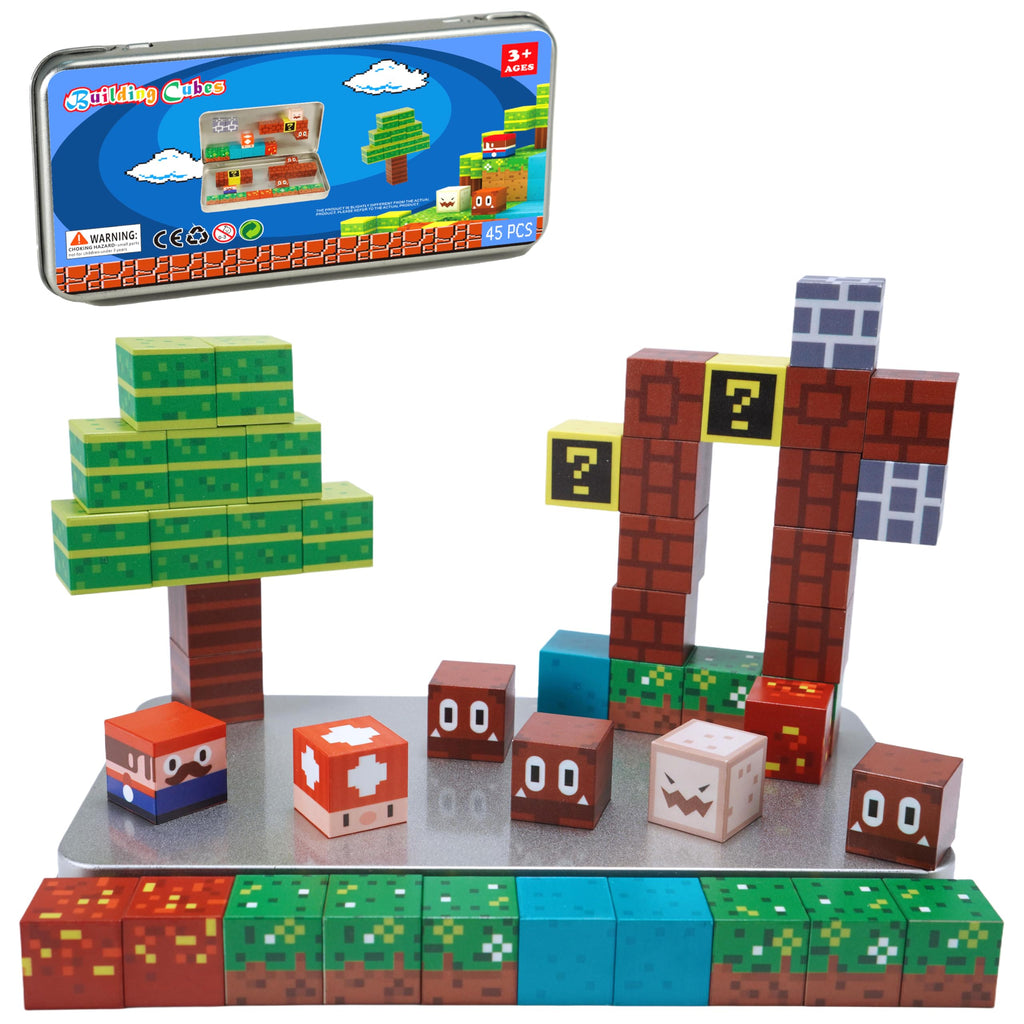 GANGZHIBAO 45-Piece Magnetic Building Blocks – Portable STEM Toy for Kids Ages 3+