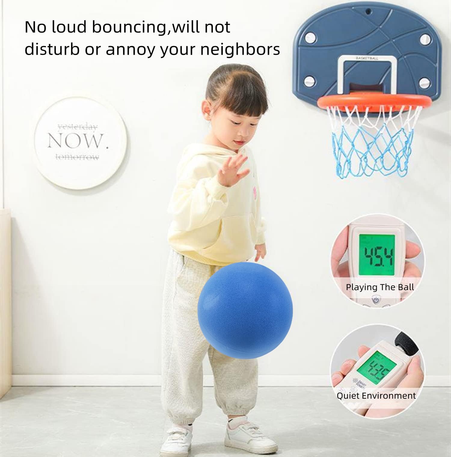 Ganjiang 7-Inch Soft Foam Ball for Indoor Play – Quiet, Bounces Low, Blue