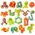 Ganowo 18-Pack Fidget Snake Cubes - Yellow Mini Twist Puzzle Toys for Kids, Party Favors & Stocking Stuffers
