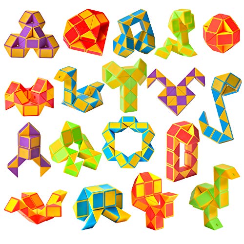 Ganowo 18-Pack Fidget Snake Cubes - Yellow Mini Twist Puzzle Toys for Kids, Party Favors & Stocking Stuffers