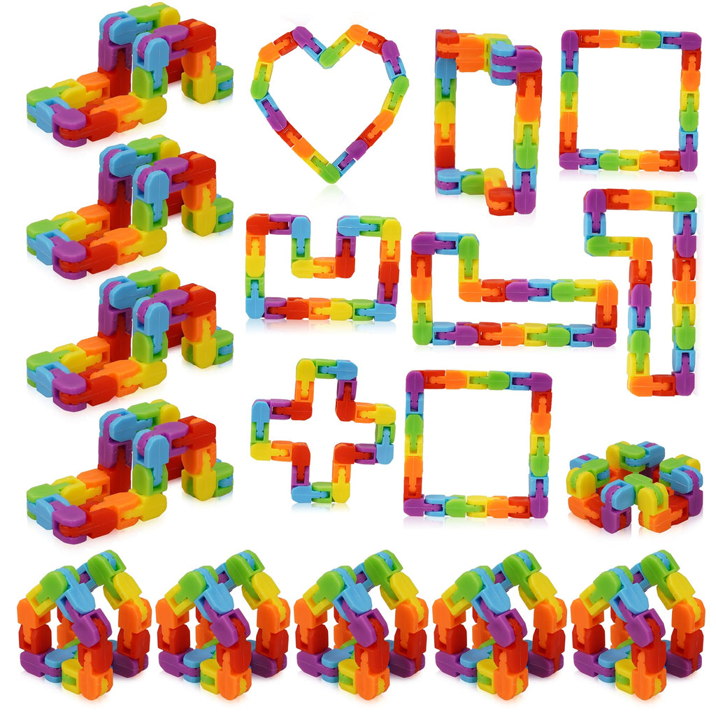 Ganowo 18 Pack Rainbow Wacky Tracks – Snap Click Fidget Toys for Stress Relief and Focus, Party Favors for Kids and Adults
