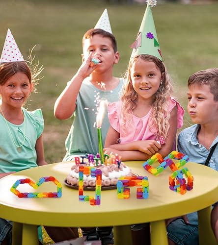 Ganowo 18 Pack Rainbow Wacky Tracks – Snap Click Fidget Toys for Stress Relief and Focus, Party Favors for Kids and Adults