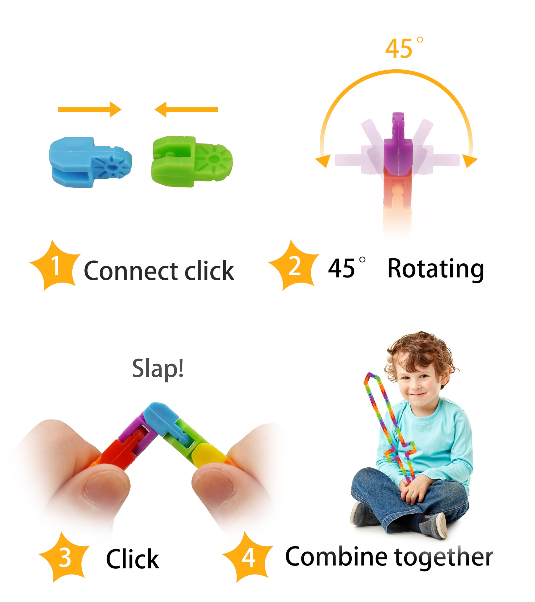 Ganowo 18 Pack Rainbow Wacky Tracks – Snap Click Fidget Toys for Stress Relief and Focus, Party Favors for Kids and Adults