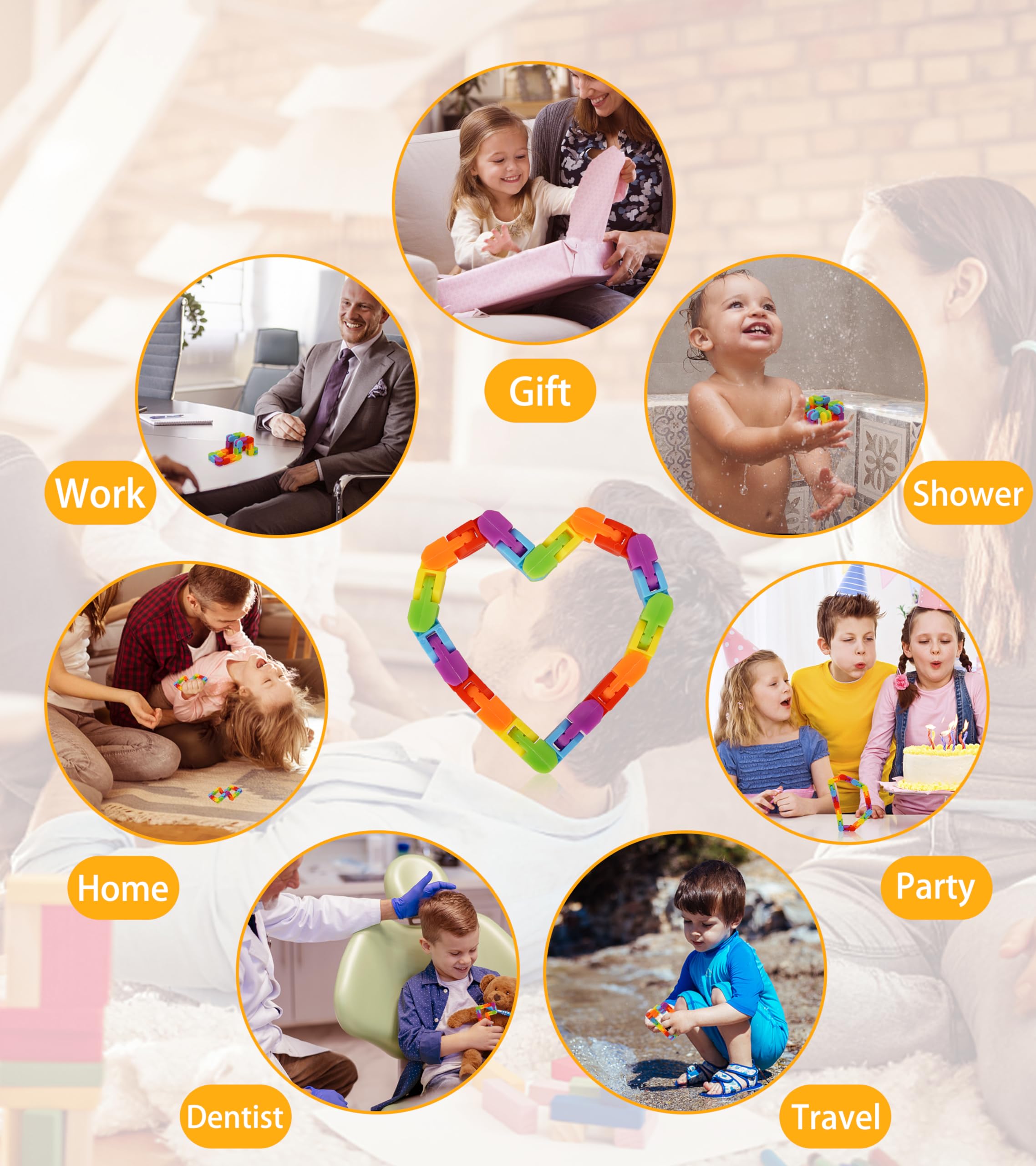 Ganowo 18 Pack Rainbow Wacky Tracks – Snap Click Fidget Toys for Stress Relief and Focus, Party Favors for Kids and Adults