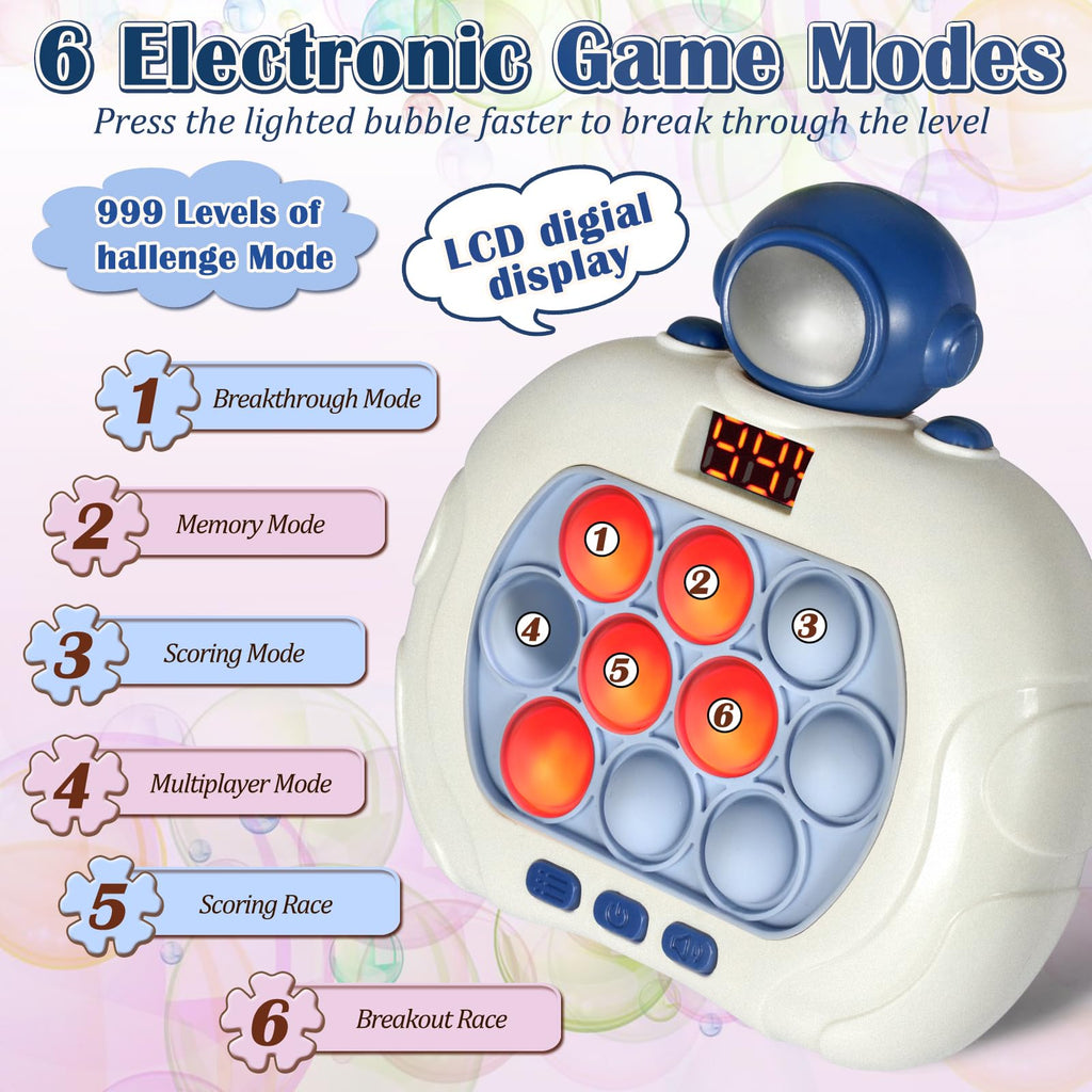 GAPER GO Pop Game Light Up Fidget Toy – Handheld Puzzle for Kids 3-12, Astronaut Design