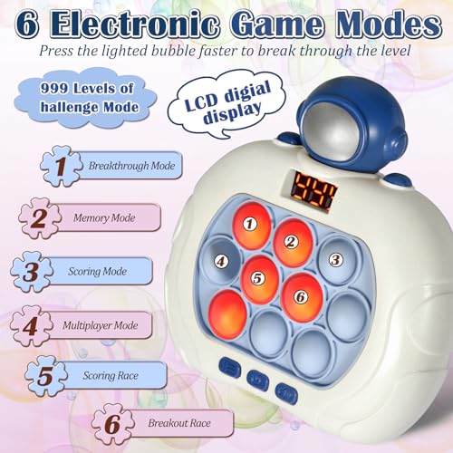 GAPER GO Pop Game Light Up Fidget Toy – Handheld Puzzle for Kids 3-12, Astronaut Design