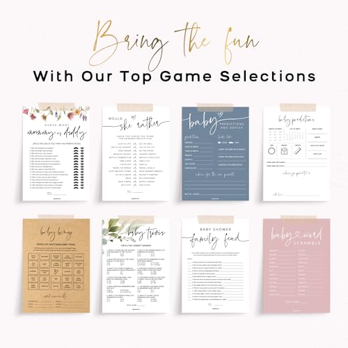 GardenCity 50 Baby Shower Word Scramble Game Cards – Gender Neutral Party Activity