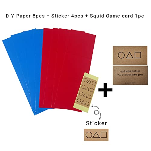 GASHINA STORY Ddakji Game Set – 4 Red & 4 Blue + Sticker & Invitation Card – Korean Traditional Folk Game Inspired by TV Series
