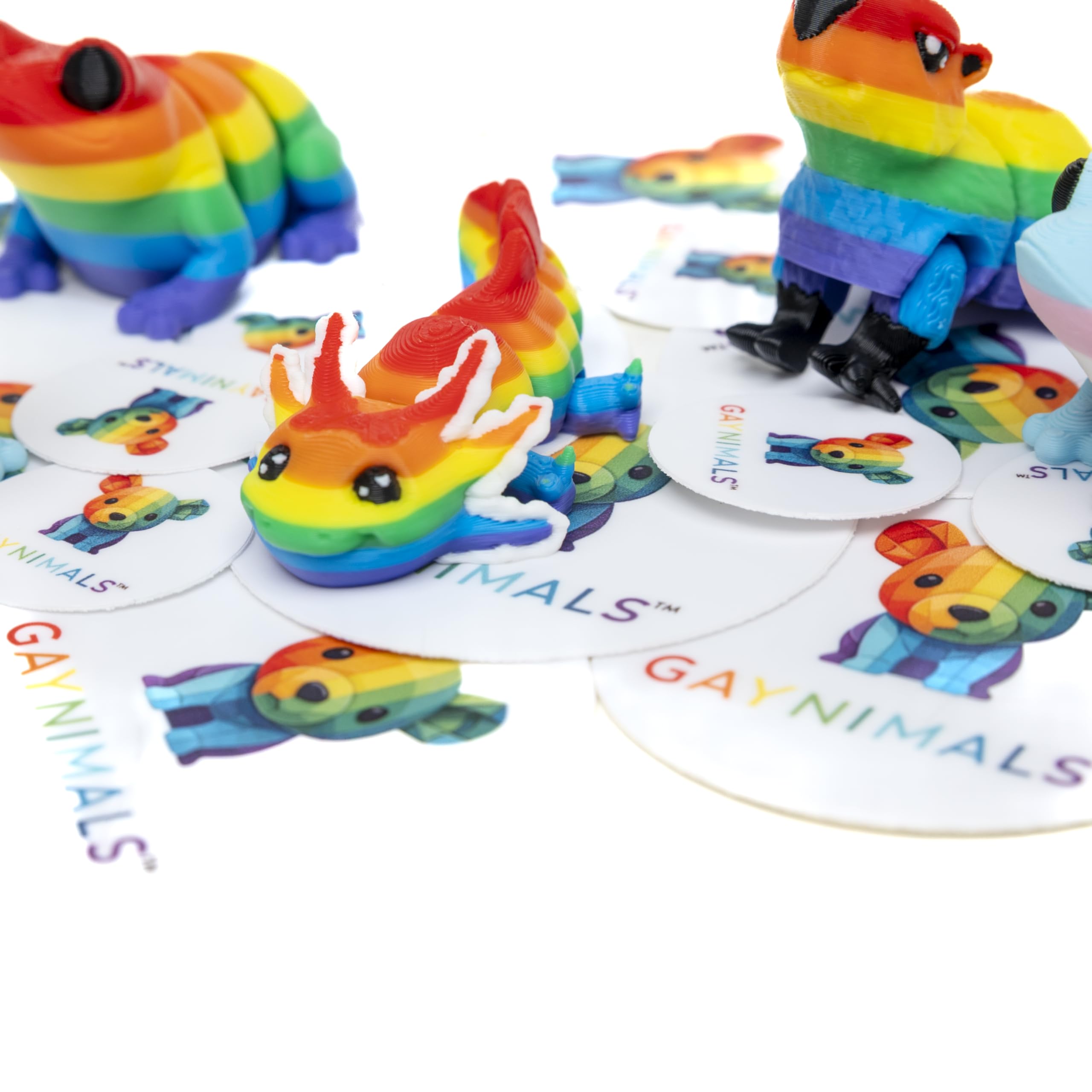 Gaynimals Archie The Axolotl: 3D Printed Articulated Fidget Desk Pet with Collector Case & Sticker
