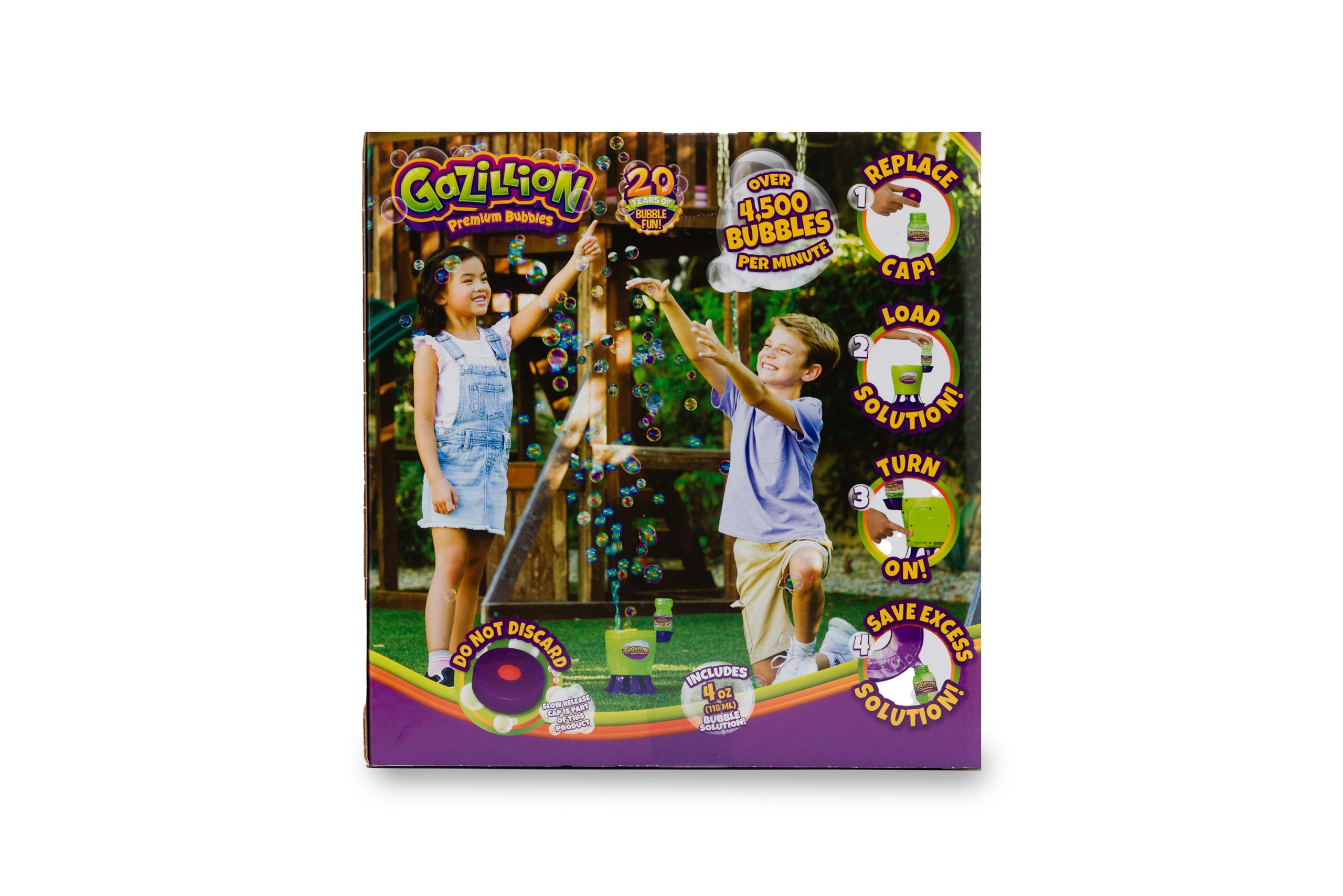 Gazillion Tornado Bubble Machine – Blows 4,500 Bubbles Per Minute Straight Up, No Pump Needed, Includes Non-Toxic Solution, Ages 3+