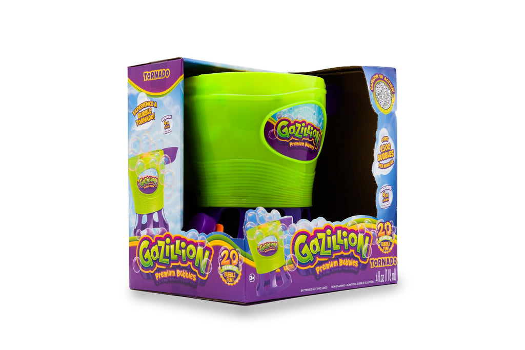 Gazillion Tornado Bubble Machine – Blows 4,500 Bubbles Per Minute Straight Up, No Pump Needed, Includes Non-Toxic Solution, Ages 3+