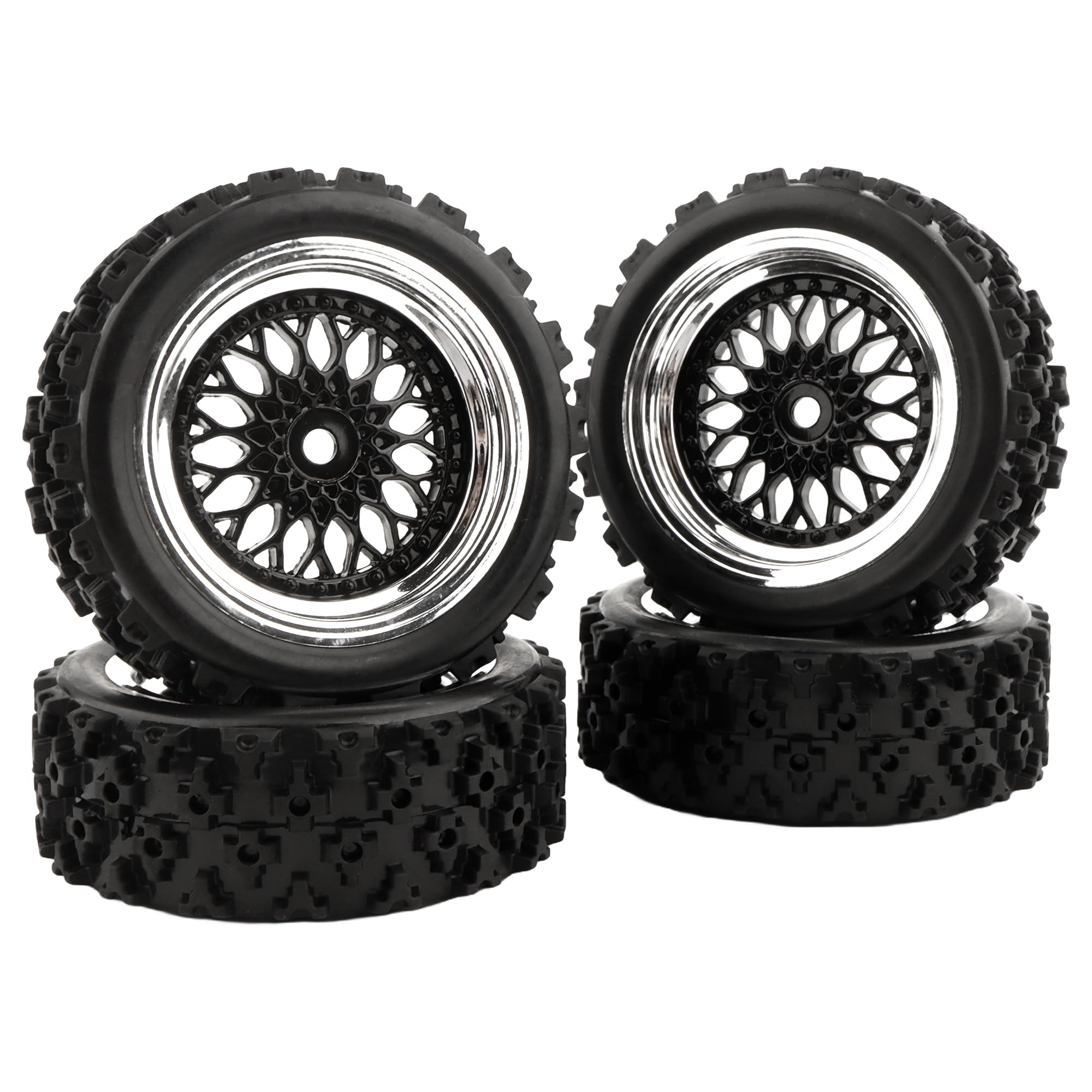 GDOOL 1/10 Scale RC On-Road Tires 2.83" Diameter 12mm Hex, Compatible with Tamiya TT01 TT02 Traxxas 4Tec 2.0 WLtoys 144001, Set of 4 with Wrench and Nuts (Non-Glued)