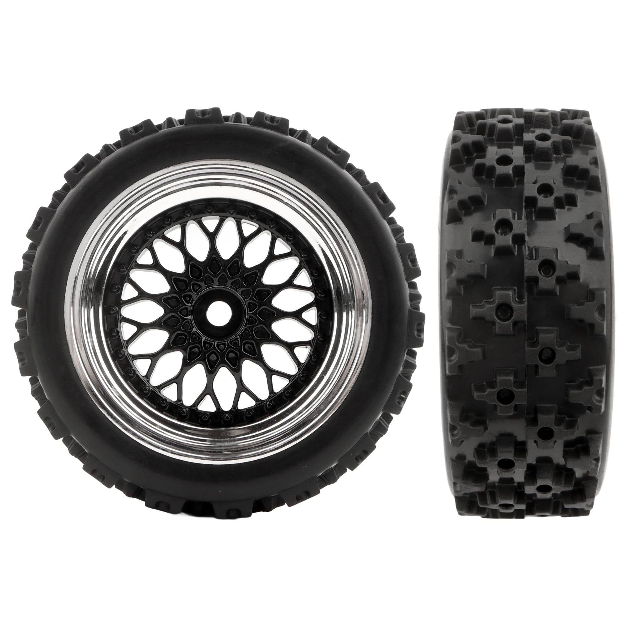 GDOOL 1/10 Scale RC On-Road Tires 2.83" Diameter 12mm Hex, Compatible with Tamiya TT01 TT02 Traxxas 4Tec 2.0 WLtoys 144001, Set of 4 with Wrench and Nuts (Non-Glued)
