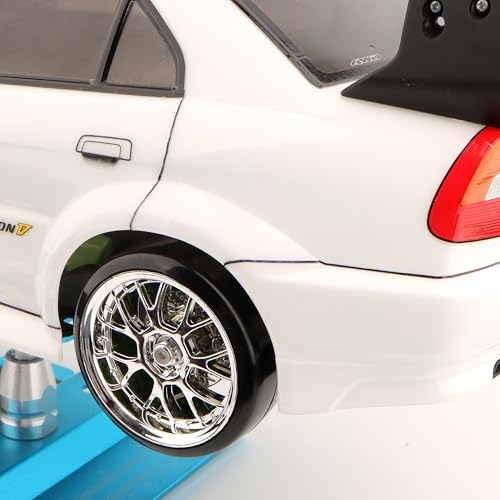 GDOOL 4-Piece 1/10 Scale Hard Plastic RC Drift Tires & Wheels with 12mm Hex – Silver (62mm x 26mm)