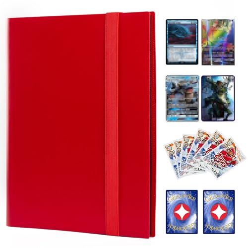 GEAoffice Red 9-Pocket Trading Card Binder – Holds 360 Cards, Side-Loading Pages, PVC-Free