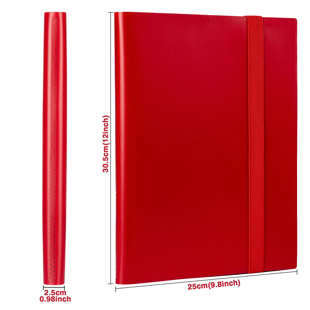 GEAoffice Red 9-Pocket Trading Card Binder – Holds 360 Cards, Side-Loading Pages, PVC-Free