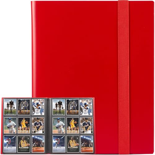 GEAoffice Red 9-Pocket Trading Card Binder – Holds 360 Cards, Side-Loading Pages, PVC-Free