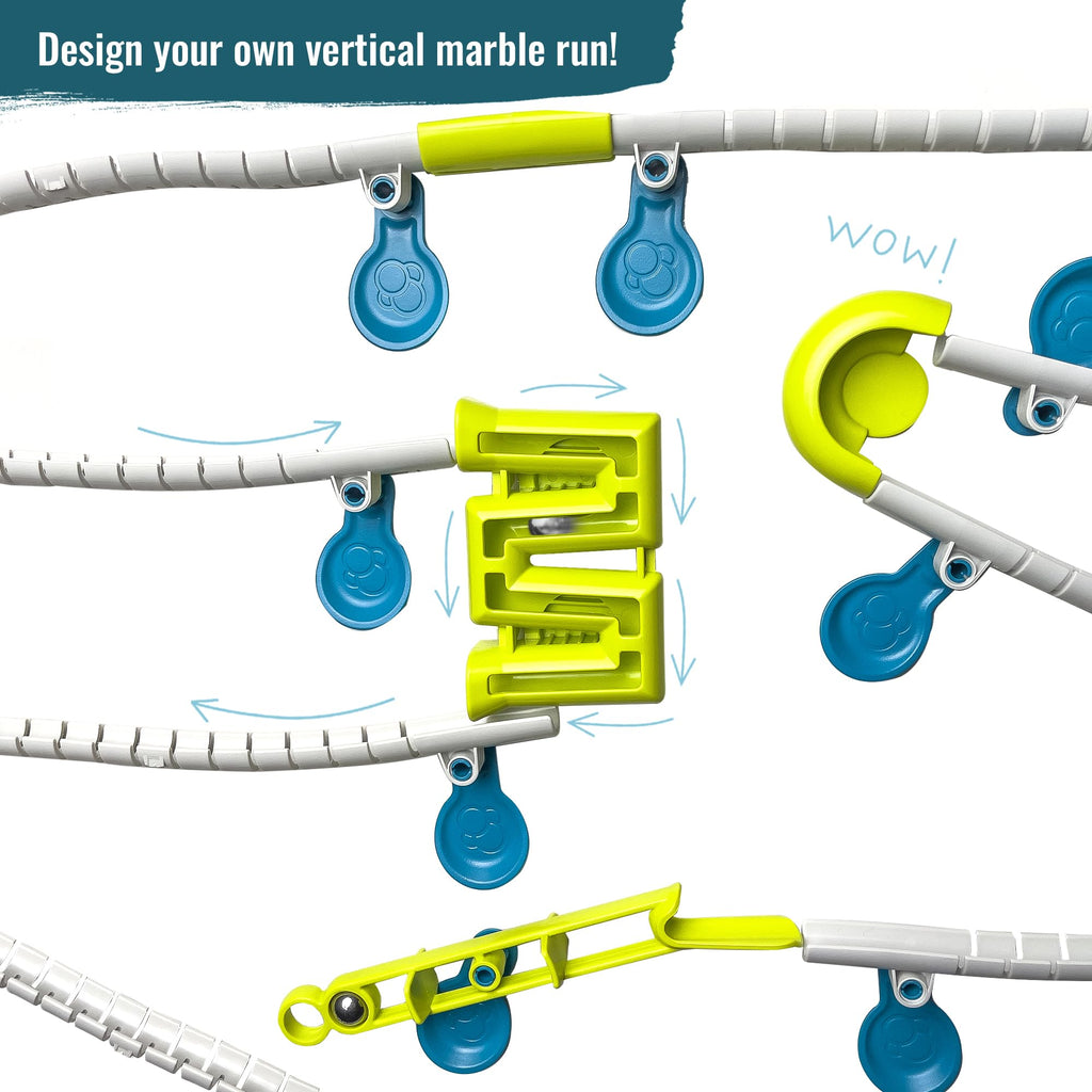 Gecko Run Snake Expansion Pack – Over a Dozen Pieces for Vertical Marble Runs