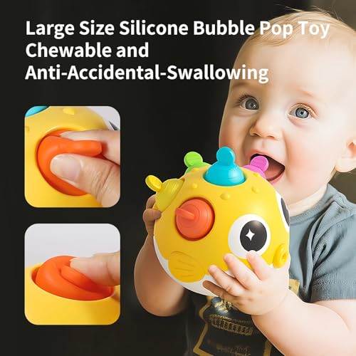GeeKiPrime Baby Wobble Toy – Musical Tumbler with Silicone Pop Bubbles, Sensory Toy for Infants 3-18 Months