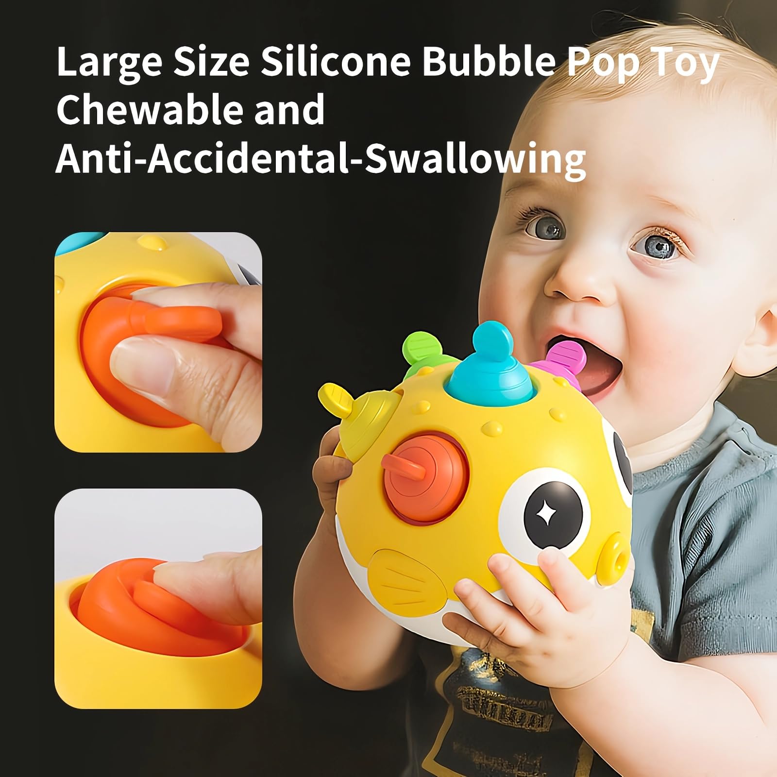 GeeKiPrime Baby Wobble Toy – Musical Tumbler with Silicone Pop Bubbles, Sensory Toy for Infants 3-18 Months