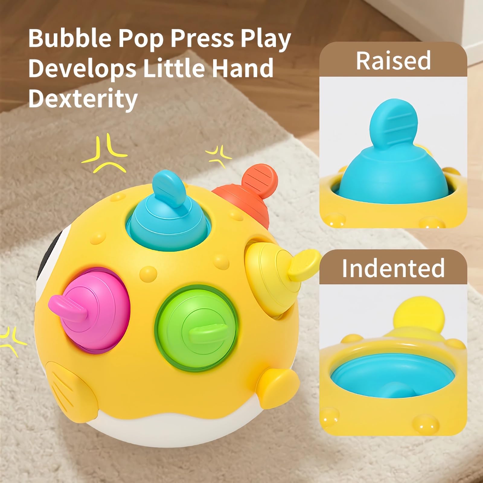 GeeKiPrime Baby Wobble Toy – Musical Tumbler with Silicone Pop Bubbles, Sensory Toy for Infants 3-18 Months