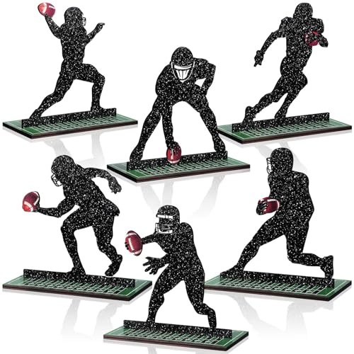 Geetery 6 Pack Football Player Silhouette Wooden Table Centerpieces for Sports Party Decor