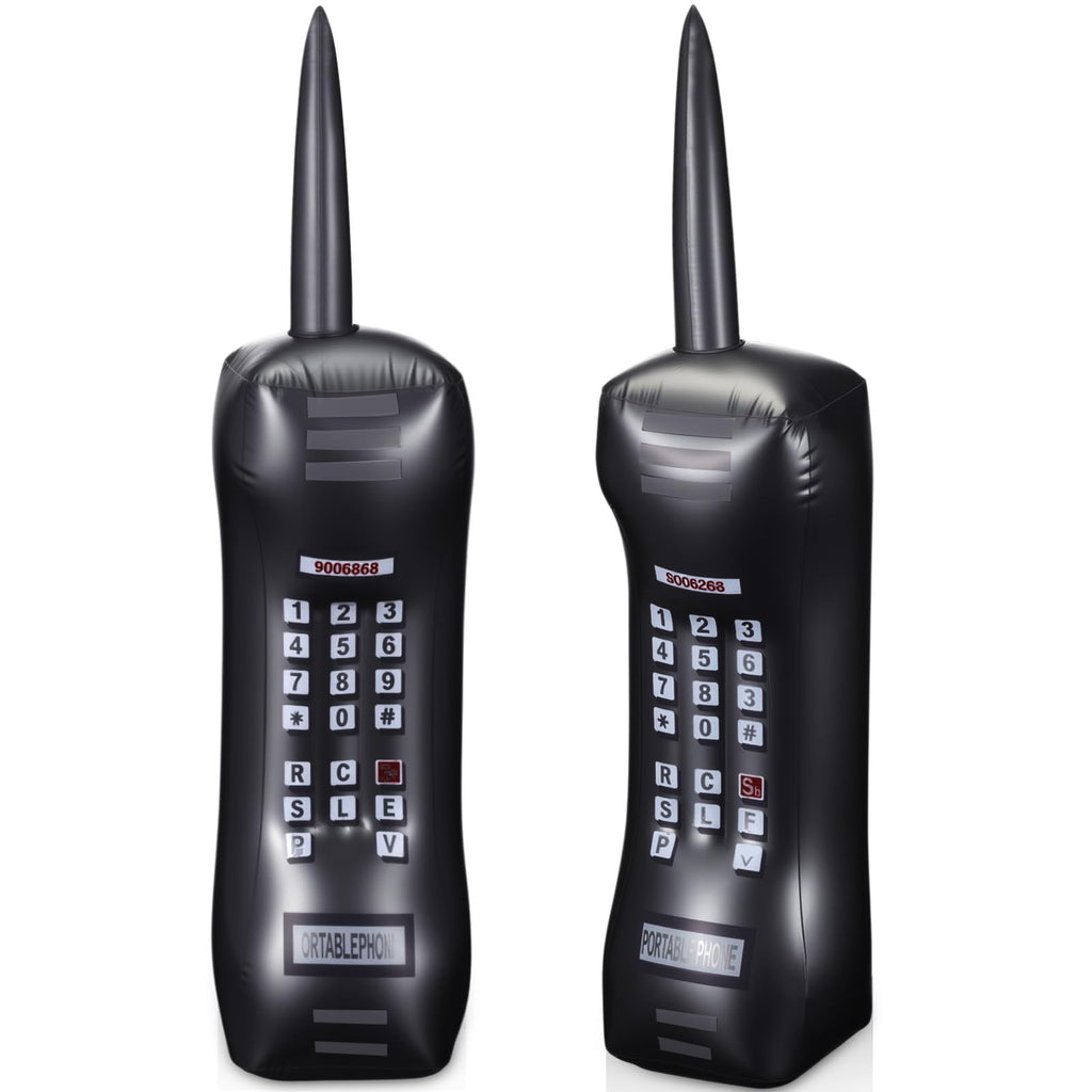 Gejoy 2-Pack Inflatable Retro Mobile Phones - 28 Inch Black 80s 90s Party Props