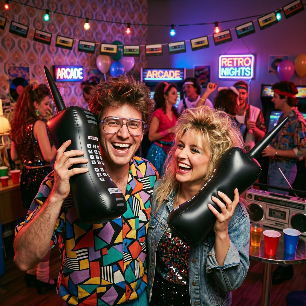 Gejoy 2-Pack Inflatable Retro Mobile Phones - 28 Inch Black 80s 90s Party Props