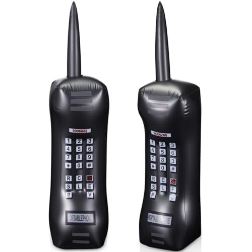 Gejoy 2-Pack Inflatable Retro Mobile Phones - 28 Inch Black 80s 90s Party Props