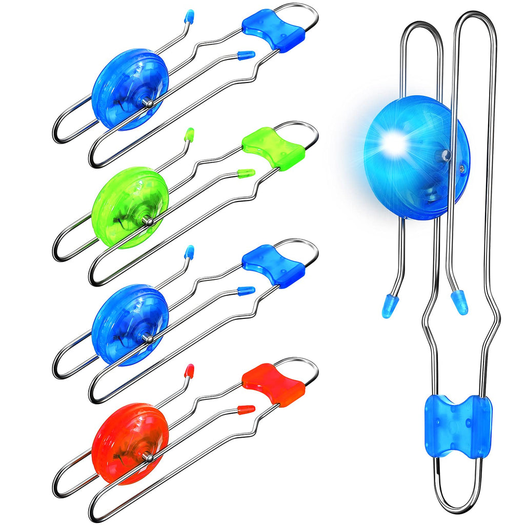 Gejoy 4-Pack Magic Rail Twirler Toys with LED Lights – Magnetic Gyro Wheels for Kids and Adults (Red, Blue, Green)