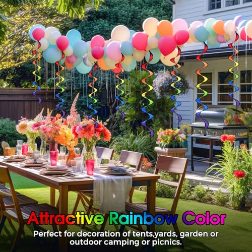 Gejoy 4-Pack Rainbow Wind Spinners - 27-Inch Outdoor Hanging Windsocks for Garden and Yard Decor, Bird Scare