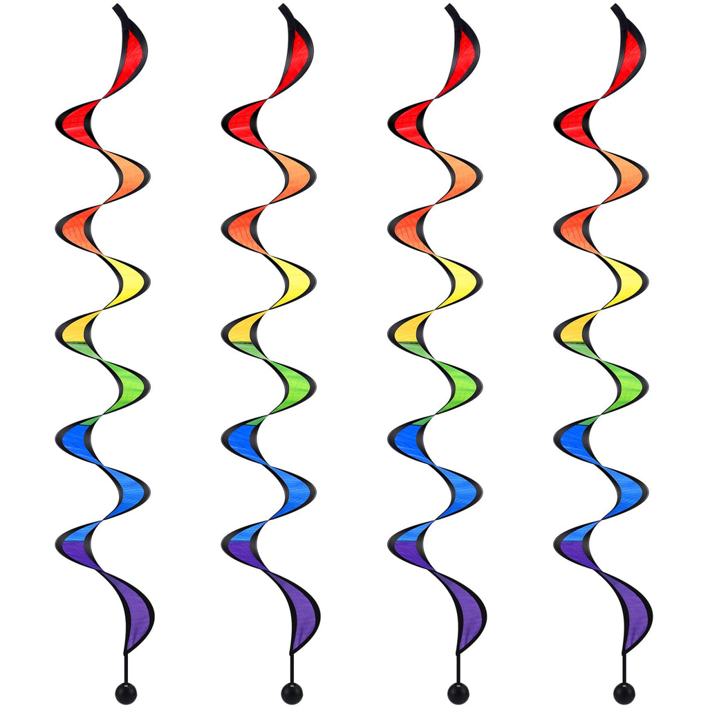 Gejoy 4-Pack Rainbow Wind Spinners - 37 Inch Outdoor Hanging Windsocks for Yard, Garden, and Camping Decoration