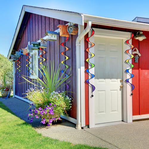 Gejoy 4-Pack Rainbow Wind Spinners - 37 Inch Outdoor Hanging Windsocks for Yard, Garden, and Camping Decoration