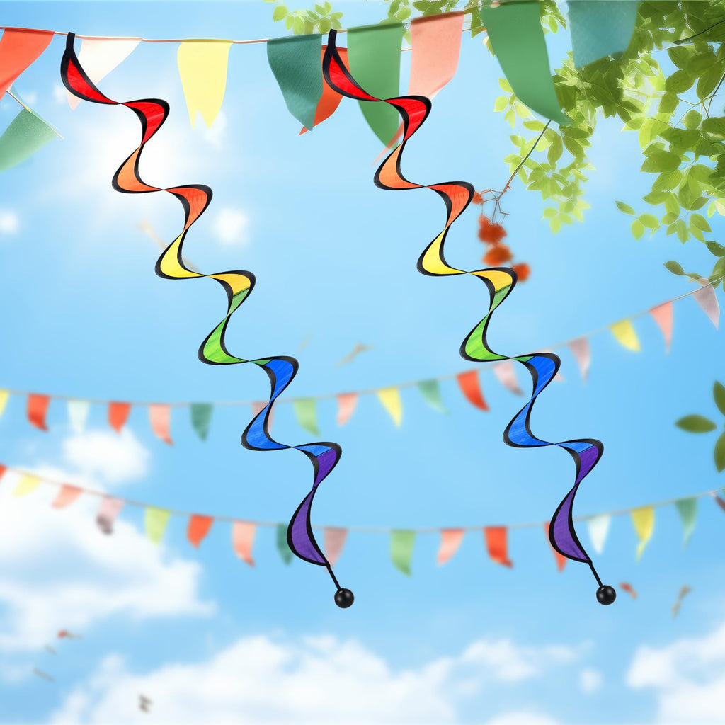 Gejoy 4-Pack Rainbow Wind Spinners - 37 Inch Outdoor Hanging Windsocks for Yard, Garden, and Camping Decoration