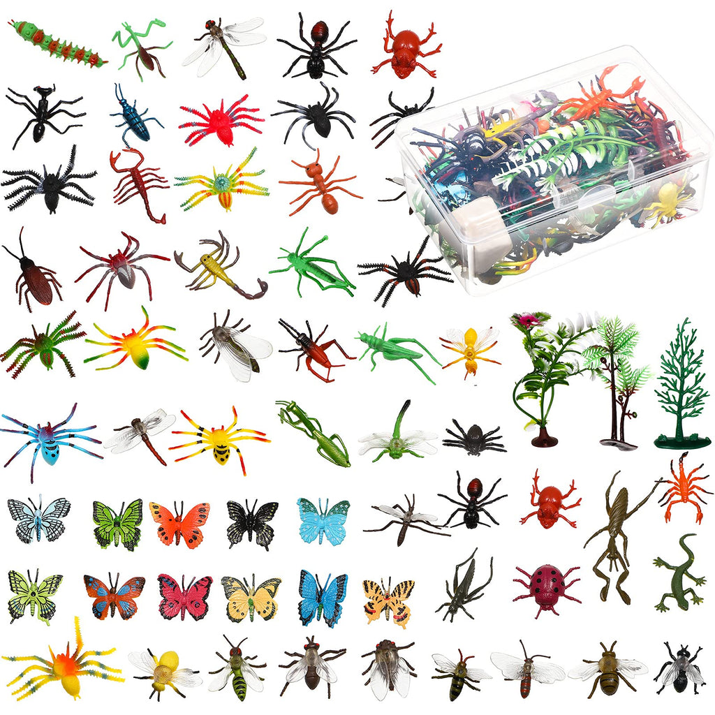 Gejoy 75-Piece Plastic Fake Bugs Set - Assorted Realistic Insects with Storage Box