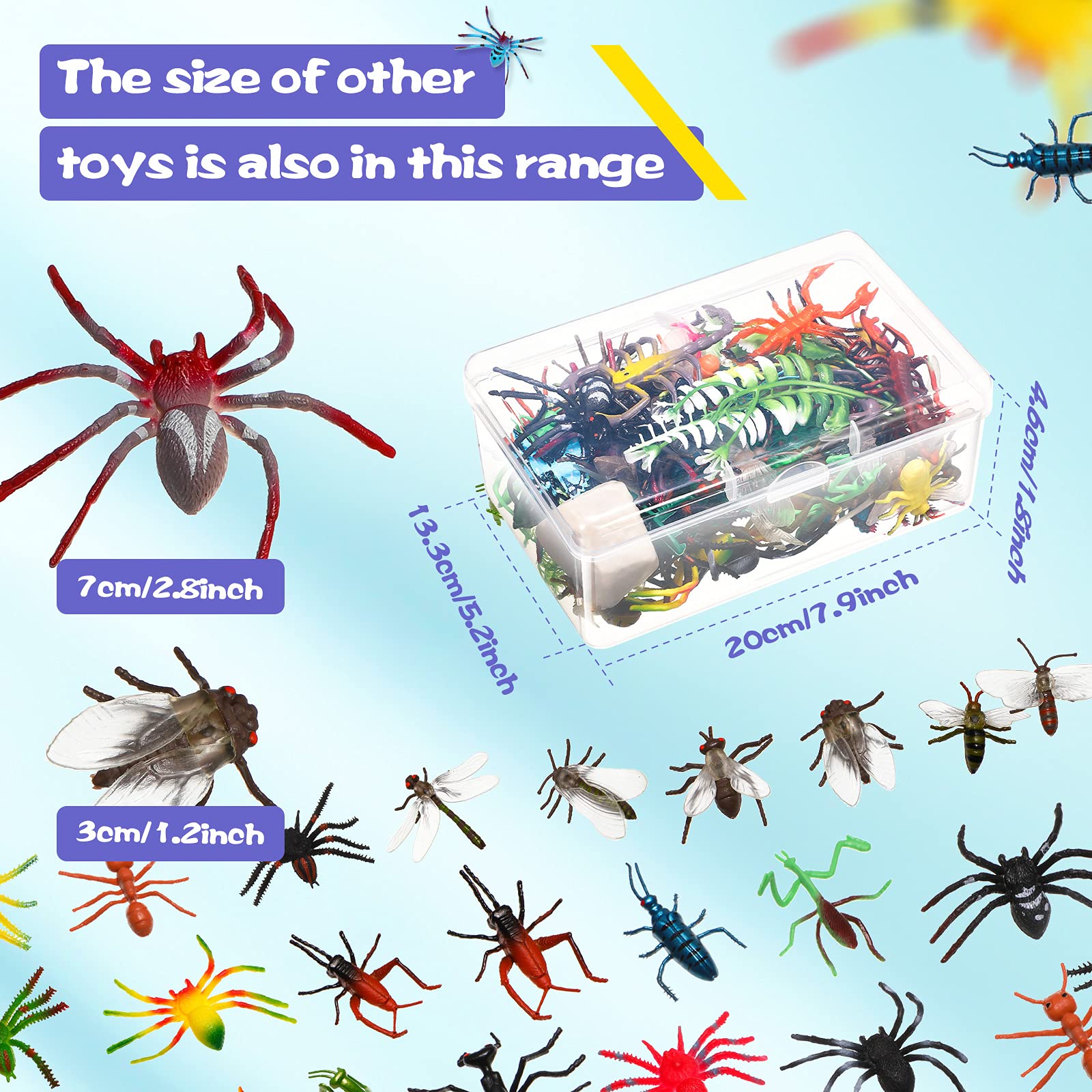Gejoy 75-Piece Plastic Fake Bugs Set - Assorted Realistic Insects with Storage Box