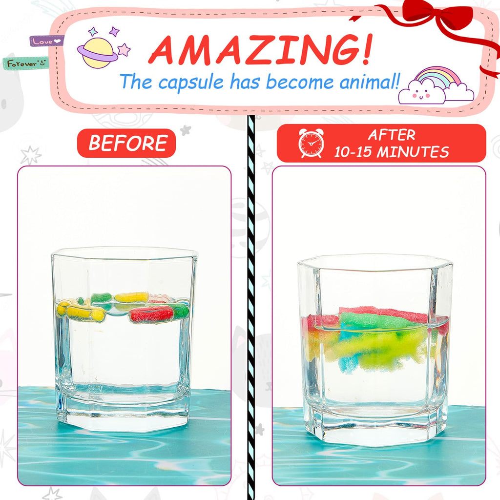 Gejoy 8-Pack Water Growing Capsules – 96 Mini Dinosaur, Sea Animal, Farm & Zoo Toys for Kids' Bath or Party