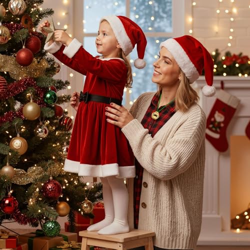Gejoy Jingle Bell Necklace Bulk Set – 24 Red & Green Christmas Bell Necklaces for Kids, Party Favors & Decor