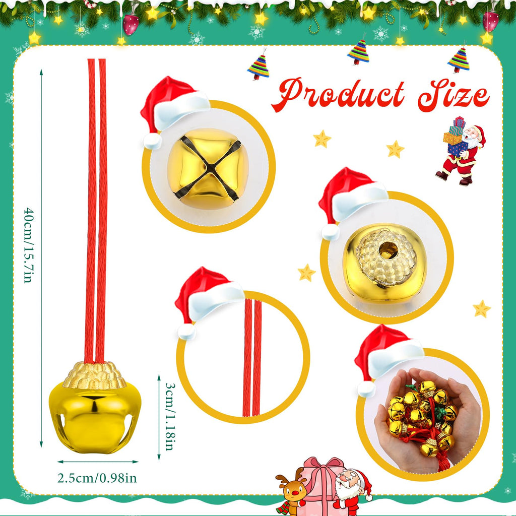Gejoy Jingle Bell Necklace Bulk Set – 24 Red & Green Christmas Bell Necklaces for Kids, Party Favors & Decor