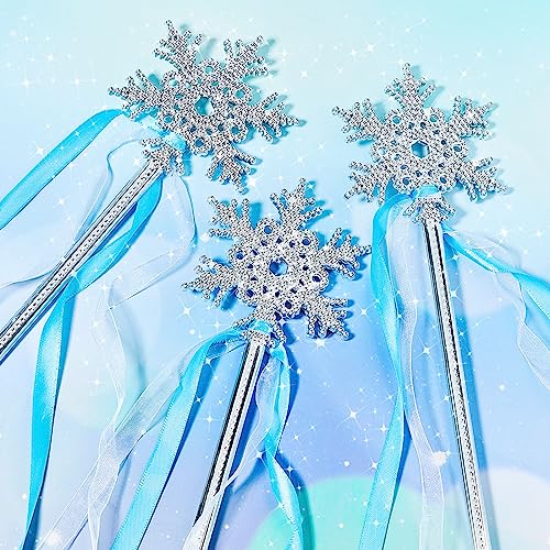 Gejoy Winter Snowflake Wand - 12-Pack Silver Snowflake Wands for Dress-Up and Parties