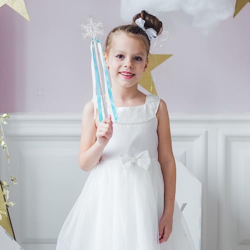 Gejoy Winter Snowflake Wand - 12-Pack Silver Snowflake Wands for Dress-Up and Parties