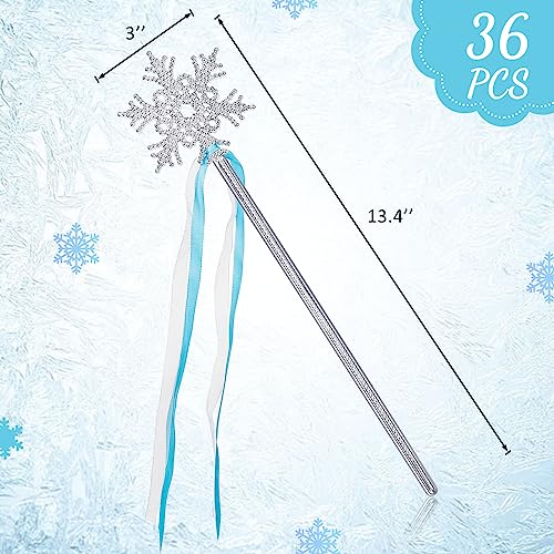 Gejoy Winter Snowflake Wand - 12-Pack Silver Snowflake Wands for Dress-Up and Parties