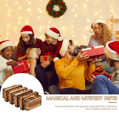 Gejoy Wooden Puzzle Box – 15.5 cm Brain Teaser with Hidden Compartment for Cash or Gifts