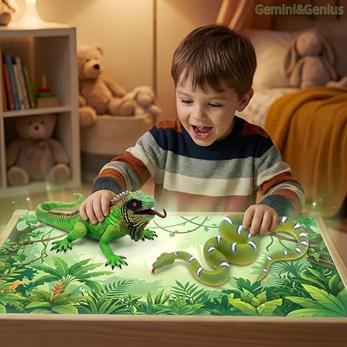 Gemini&Genius 11" Realistic Bearded Dragon Figurine – Hand-Painted Lizard Toy for Collectors, Pranks, and Display