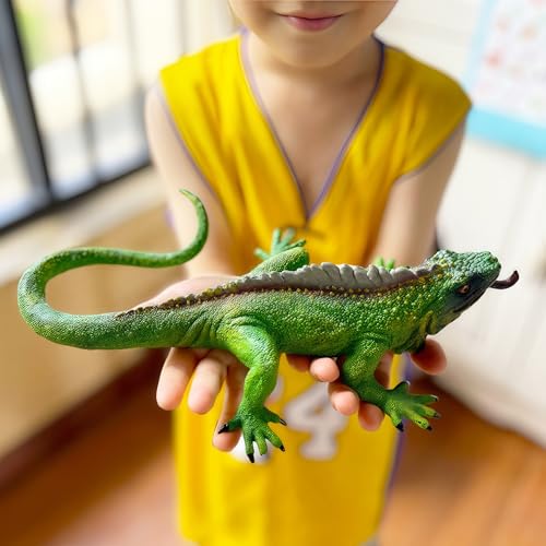 Gemini&Genius 11" Realistic Bearded Dragon Figurine – Hand-Painted Lizard Toy for Collectors, Pranks, and Display